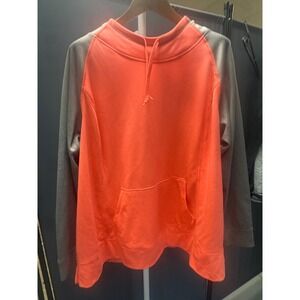 Danskin Now Womens Hoodie Orange Gray Colorblock Long Sleeve Pullover‎ Size 4X